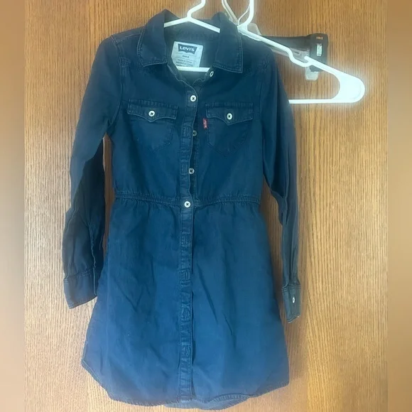 Levi's | Dresses | Kids Levis Denim Chambray Blue Buttonup Longsleeve Tunic Dress  Shirt Size 6 | Poshmark